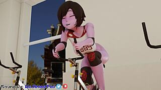 Ruby Rose Moans on Bike Workout with Nipple Play and Pussy Masturbation SFM