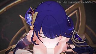 raiden shogun's huge tits wrap mortal kombat cock for tittyfuck blowjob cum