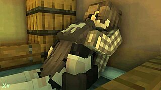 maid bounces nasty on owner penis riding hard minecraft animation