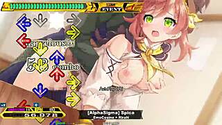 Bet you'd love Spica's big tits bouncing in spicy Christmas DDR blowjob