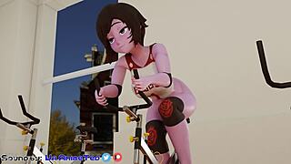 Ruby Rose Moans on Bike Workout with Nipple Play and Pussy Masturbation SFM