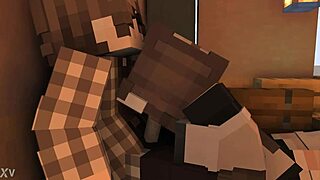 maid bounces nasty on owner penis riding hard minecraft animation