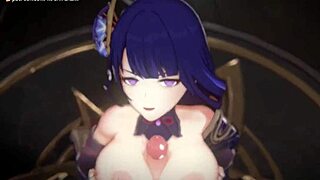 raiden shogun's huge tits wrap mortal kombat cock for tittyfuck blowjob cum