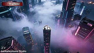 curvy thick girl's sexy outfit hugs huge tits in sfw ai music video performance