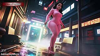 curvy thick girl's sexy outfit hugs huge tits in sfw ai music video performance