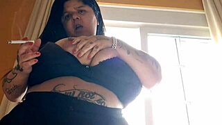 bbw smoking with huge tits out motel window mary jhuana