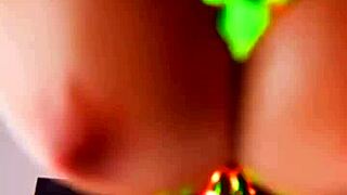 Titfuck Instructions with Dildo Squeezed Between Big Tits