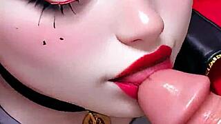 Cosplay demon teases with deepthroat in pov monster animation