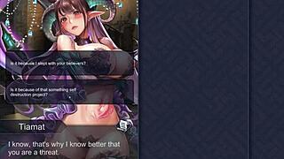 pulling tiamat's huge nipples makes her squirt everywhere