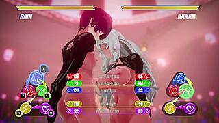 lesbian nipples clash in heated hentai battle of desire