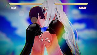 lesbian nipples clash in heated hentai battle of desire