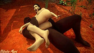 Hot Goth Babe with Big Tits Blacked by Tribal Monster Cock in Wild Life 3D