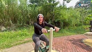 Sexy Street Gym Milf Teases Big Ass Before Public Deepthroat Cum