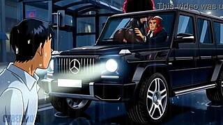 pussy girl bangs rich dude in car as cuckold watches intently