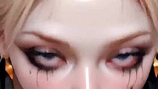 Cosplay demon teases with deepthroat in pov monster animation