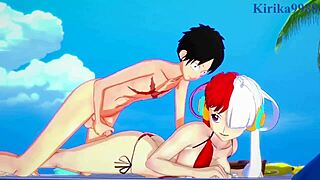 What if Uta's huge oppai bounced wildly on Monkey D Luffy during intense creampie sex in One Piece hentai?