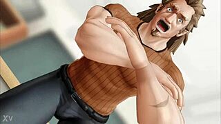he grabs her balls and busts them hard as she cries out in agony