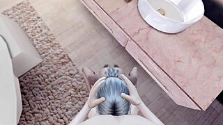 He catches the mature babe fresh from shower with young stud.