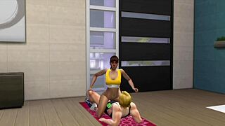 She spends the whole day massaging his huge cock as young fit masseuse