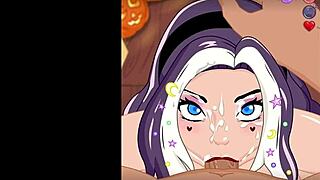 halloween girl deepthroats for creampie facial