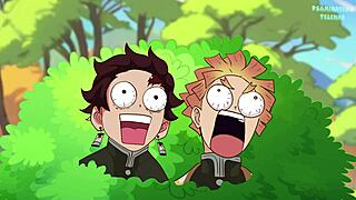 omg mitsuri gets plunged hard on the boat while tanjiro and zenitsu watch 😲🚣‍♀️💦