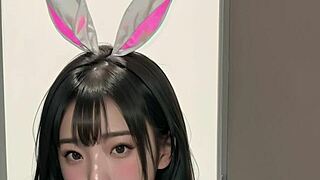 Asian Rabbit Costume Slut Teases Big Breasts Ass in POV ASMR