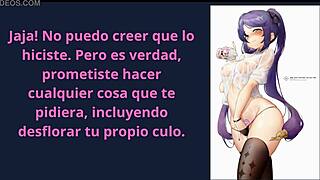 Hentai femdom joi turns you into Mona's total slave nipples play