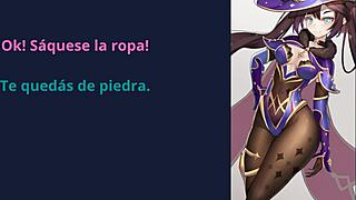 Hentai femdom joi turns you into Mona's total slave nipples play