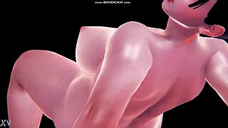 3D animation spotlights jiggling big tits and bouncy boobs in motion