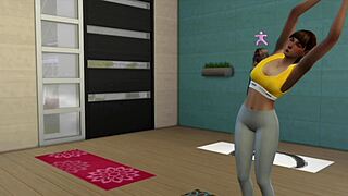 She spends the whole day massaging his huge cock as young fit masseuse