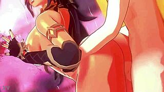 bold hentai babe shakes massive ass and huge tits in wild bouncing frenzy