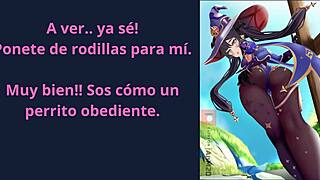 Hentai femdom joi turns you into Mona's total slave nipples play