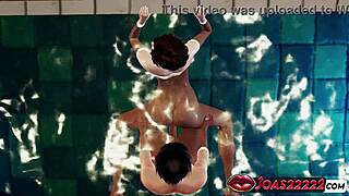 hot hitomi's wet pussy gets proneboned underwater in pool, intense doggystyle missionary and huge cumshot