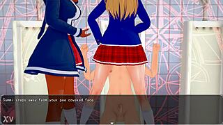 yo, ever seen aqua get dominated in this femdom bully hunters akane game scene?