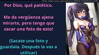 Hentai femdom joi turns you into Mona's total slave nipples play