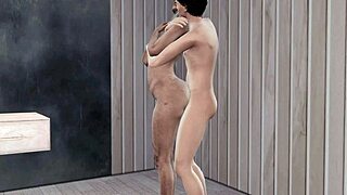 He catches the mature babe fresh from shower with young stud.