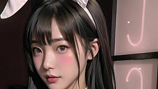 Asian Rabbit Costume Slut Teases Big Breasts Ass in POV ASMR