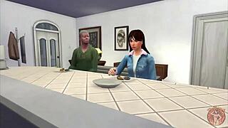 Old Man Devours Young Girl While Mom Dates in Sims Visual Novel