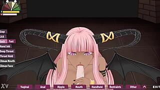 Succubus Queen gulps ebony demon cock in deep fantasy blowjob till cum explosion