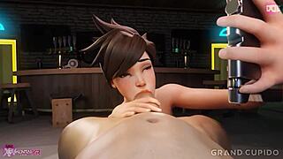 tracer's petite tits and deepthroat skills make her the ultimate blowjob pro