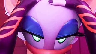 Rouge Gags on Sonic's Monster Cock in Sloppy Rule 34 Throat Fuck