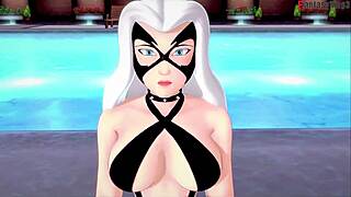 felicia hardy slips into black cat bikini for intense spiderman pov sex fantasy