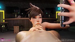 tracer's petite tits and deepthroat skills make her the ultimate blowjob pro