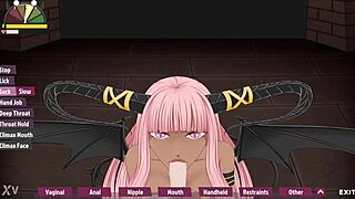 Succubus Queen gulps ebony demon cock in deep fantasy blowjob till cum explosion