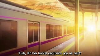two anime girls take turns riding one guy's huge cock moaning loud