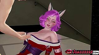 Ahri gets big tits massage then tight ass anal squirt