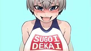 uzaki chan tempts with her bouncing tits in hentai gifs