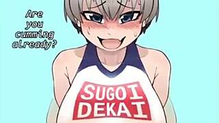 uzaki chan tempts with her bouncing tits in hentai gifs