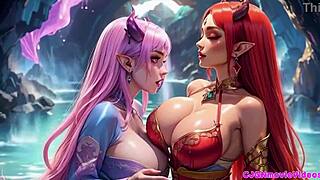 What if the queen demands kisses from two girls with bouncing breasts in this ai animation?