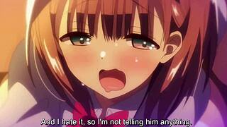 two anime girls take turns riding one guy's huge cock moaning loud